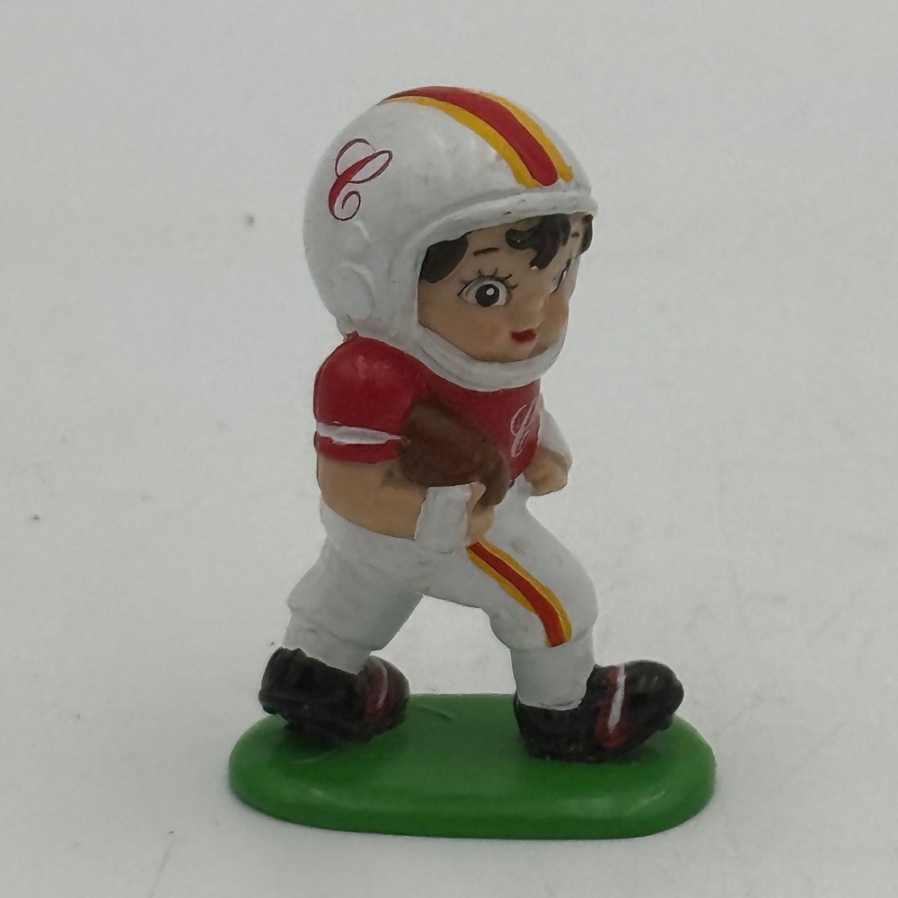 Vintage 1985 Campbells Soup Kid Football Player Figurine Red White PVC 2.25 inch